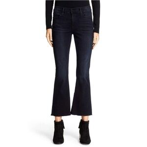 Frame Denim Le High Flare Roxy Raw Hem Size 26 Cropped Dark Wash Blue Stretch